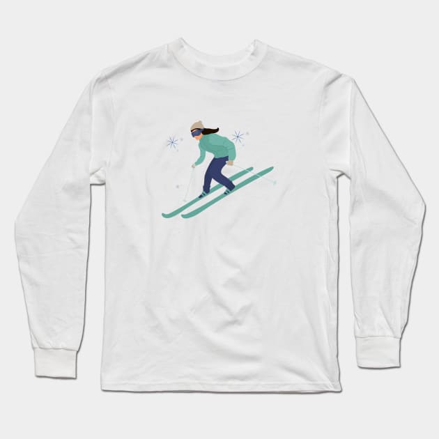 Skiing Long Sleeve T-Shirt by For HerHim